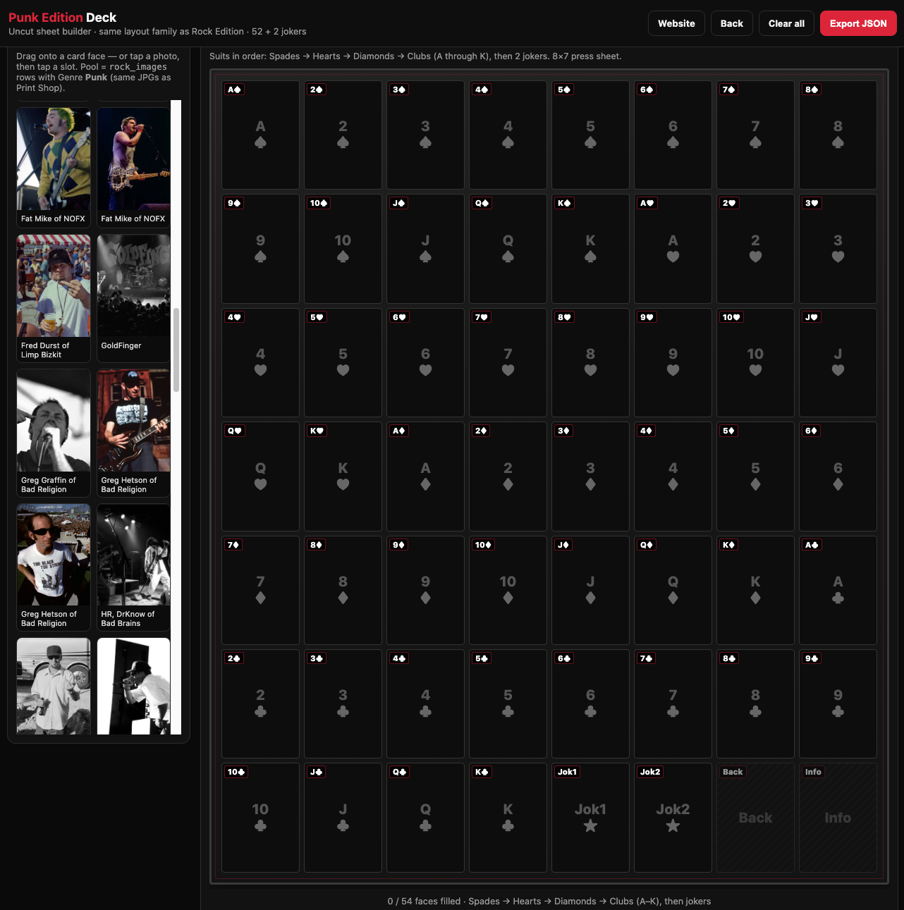 Punk Edition Deck Builder uncut sheet